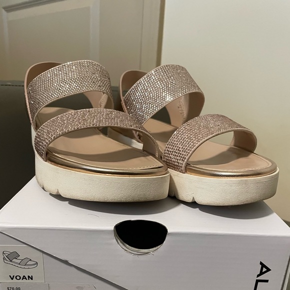 Aldo Rose Gold Strappy Sandals - Picture 1 of 5
